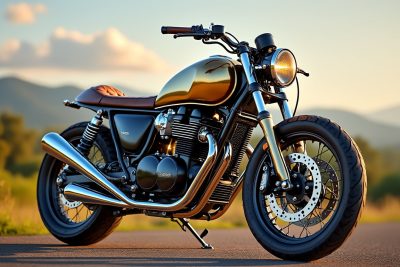 découvrez la transformation audacieuse du suzuki gn400 en bobber, incarné par le gold nickel 400. un mélange parfait de style vintage et de performance moderne, cette modification unique attire tous les regards. plongez dans l'univers de la customisation moto et laissez-vous inspirer par ce projet captivant.