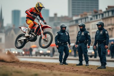 un motocycliste a été intercepté près de rouen alors qu'il réalisait des rodéos sauvages sur une moto cross volée. découvrez les détails de cette intervention et les implications légales de ses actes.