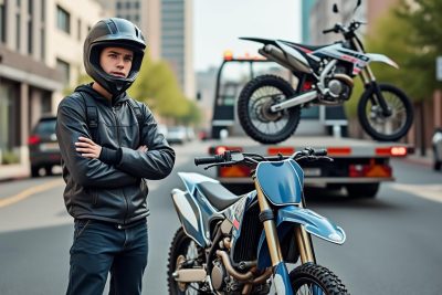 un jeune motocycliste a été intercepté par les autorités alors qu'il circulait sur une moto-cross non conforme. son véhicule a été remorqué vers la fourrière, soulignant l'importance du respect des normes de sécurité routière.