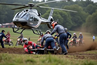 un pilote de motocross a dû être évacué par hélicoptère après un nouvel incident sur le circuit de sommauthe. découvrez les circonstances de l'accident et la situation sur place.