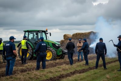 loire-atlantique : une rave party interdite provoque des tensions entre agriculteurs excédés, avec saisie de matériel et intervention policière à base de gaz lacrymogène.