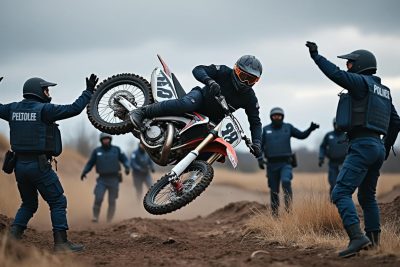 à noyon, un pilote de motocross chute après un refus d'obtempérer, conduisant à une violente attaque contre les gendarmes lors de l'intervention.