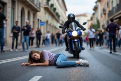 une adolescente a été blessée lors d'un rodéo urbain à avignon par une motocross. le conducteur, en fuite, est toujours activement recherché par les autorités.