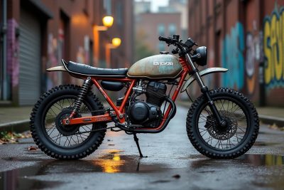 découvrez la suzuki bs125 « manta », un tracker urbain deux-temps au design unique alliant performance et style pour vos déplacements en ville.