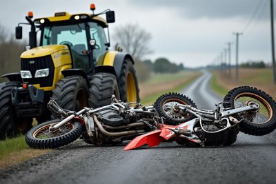 tragédie en motocross : deux jeunes circulant à contresens meurent après une collision avec un tracteur, un accident dramatique soulignant les dangers de la route.