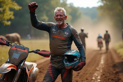 à presque 58 ans, bruno raymond réalise un exploit en remportant le titre de champion de france de cross-country moto.